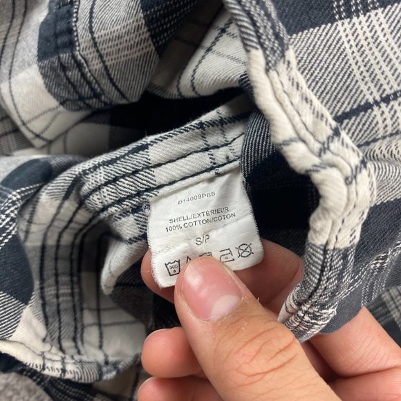 Dickies Shirt Men Small S Black White Plaid Button Up Long Sleeve Pearl Snap - Picture 6 of 11